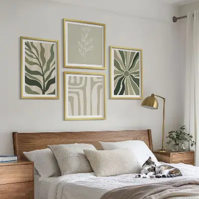 Növényi minták zöld minimalizmus keretezett poliptichon