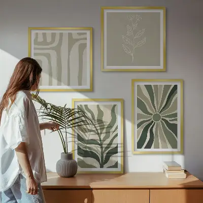 Növényi minták zöld minimalizmus keretezett poliptichon
