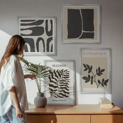 Minimalista növényi poszterek keretezett poliptichon kivitelben