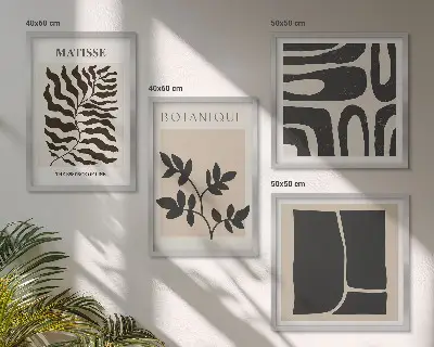 Minimalista növényi poszterek keretezett poliptichon kivitelben