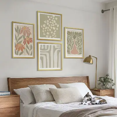 Dekorációs képkészlet nappaliba virágos minimalista bohém stílusban