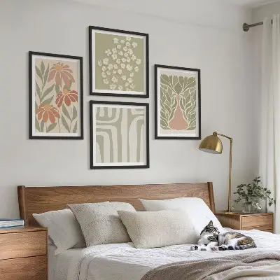 Dekorációs képkészlet nappaliba virágos minimalista bohém stílusban