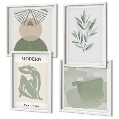 Keretezett poliptichon Stílusos absztrakt növényi grafika