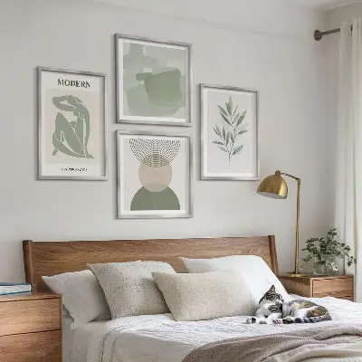 Stílusos absztrakt növényi grafika keretezett poliptichon