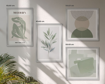 Keretezett poliptichon Stílusos absztrakt növényi grafika