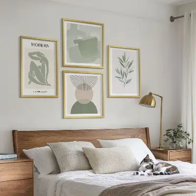 Stílusos absztrakt növényi grafika keretezett poliptichon