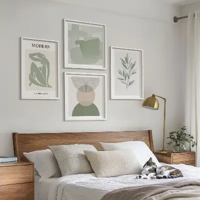 Stílusos absztrakt növényi grafika keretezett poliptichon