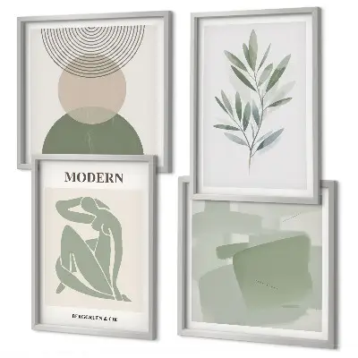 Stílusos absztrakt növényi grafika keretezett poliptichon