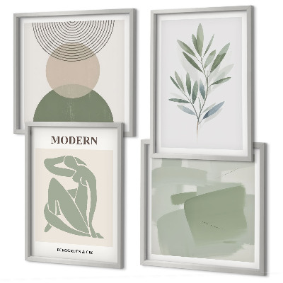 Keretezett poliptichon Stílusos absztrakt növényi grafika