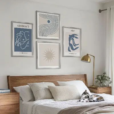 Matisse stílusú absztrakt mintás poliptichon keretezett kivitelben