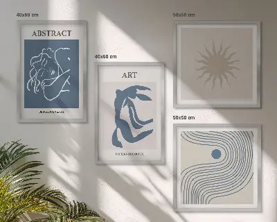 Matisse stílusú absztrakt mintás poliptichon keretezett kivitelben