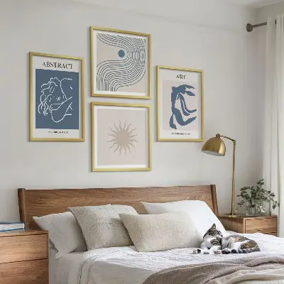 Matisse stílusú absztrakt mintás poliptichon keretezett kivitelben