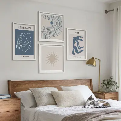 Matisse stílusú absztrakt mintás poliptichon keretezett kivitelben