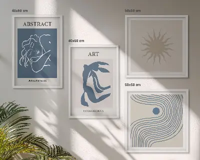 Matisse stílusú absztrakt mintás poliptichon keretezett kivitelben