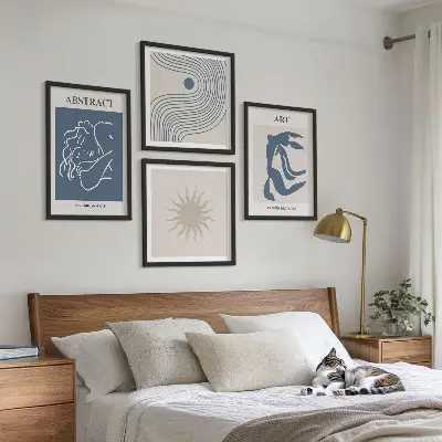 Matisse stílusú absztrakt mintás poliptichon keretezett kivitelben