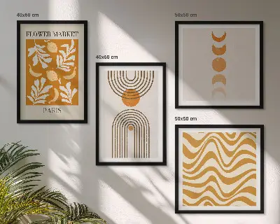 Geometrikus növényi mintás dekorációs kép készlet nappali díszítéséhez