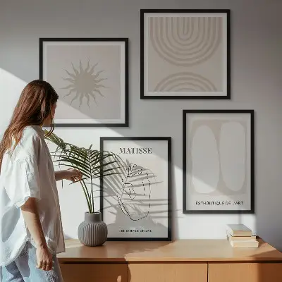 Dekorációs képkészlet stílusos minimalista vonalakkal nappaliba