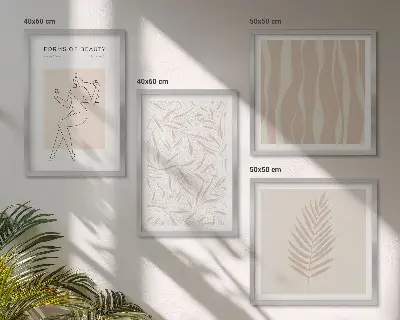 Dekorációs képkészlet minimalista növényi motívumokkal nappaliba