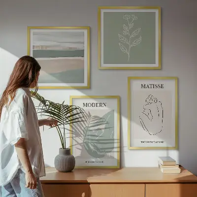 Absztrakt növényi formák dekorációs kép készlet nappaliba
