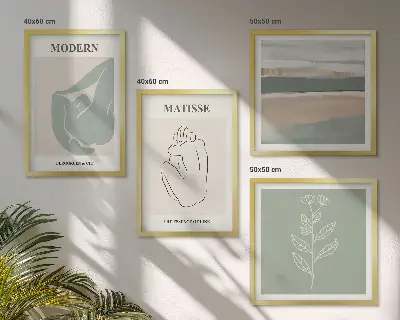 Absztrakt növényi formák dekorációs kép készlet nappaliba