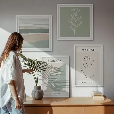 Absztrakt növényi formák dekorációs kép készlet nappaliba