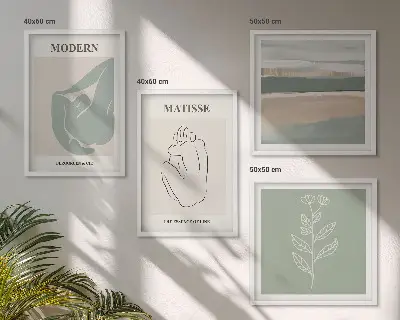 Absztrakt növényi formák dekorációs kép készlet nappaliba