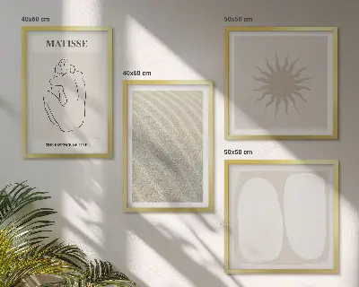 Minimalista homokhullámok keretezett poliptichon