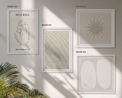Minimalista homokhullámok keretezett poliptichon