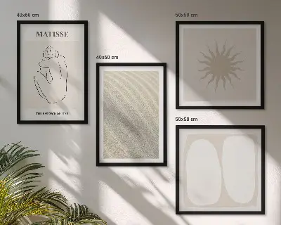 Minimalista homokhullámok keretezett poliptichon
