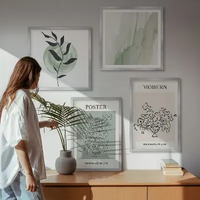 Virágok modern vázában keretezett poliptichon