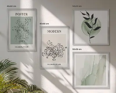 Virágok modern vázában keretezett poliptichon