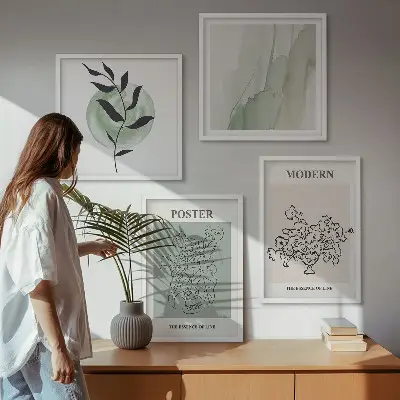 Virágok modern vázában keretezett poliptichon