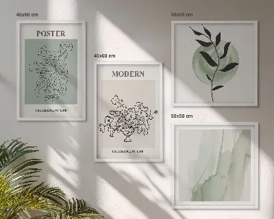 Virágok modern vázában keretezett poliptichon