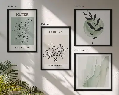 Virágok modern vázában keretezett poliptichon