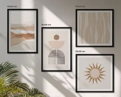 Absztrakt tájkép és természet geometria dekorációs képkészlet nappali falára