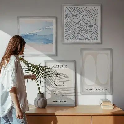 Dekorációs kép szett nappaliba Matisse absztrakt formái mintával