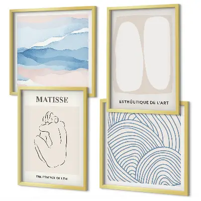 Dekorációs kép szett nappaliba Matisse absztrakt formái mintával