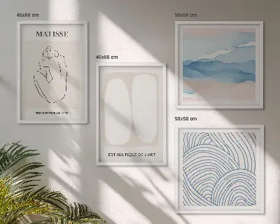Dekorációs kép szett nappaliba Matisse absztrakt formái mintával