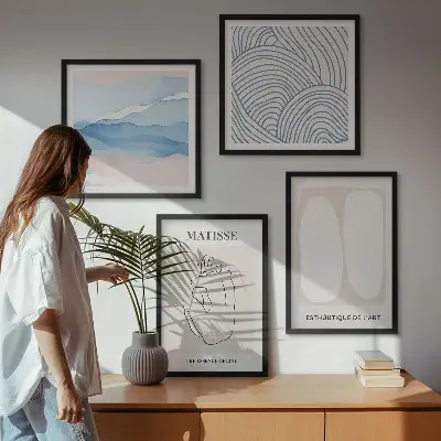 Dekorációs kép szett nappaliba Matisse absztrakt formái mintával