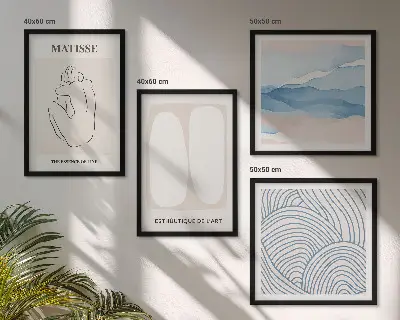 Dekorációs kép szett nappaliba Matisse absztrakt formái mintával