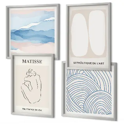 Dekorációs kép szett nappaliba Matisse absztrakt formái mintával