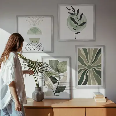 Növényi geometriai alakzatok keretezett poliptichon
