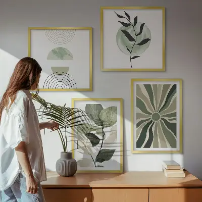 Növényi geometriai alakzatok keretezett poliptichon