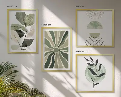 Növényi geometriai alakzatok keretezett poliptichon