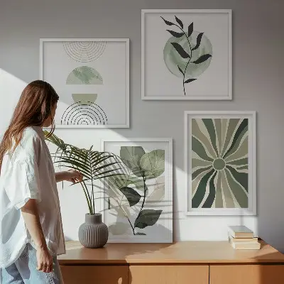 Növényi geometriai alakzatok keretezett poliptichon