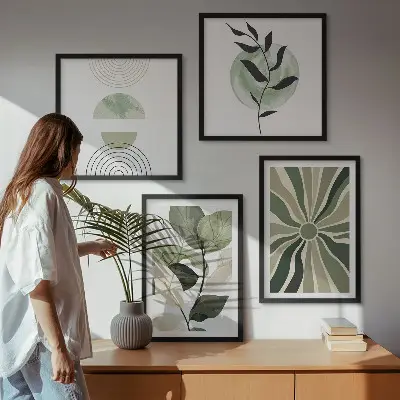 Növényi geometriai alakzatok keretezett poliptichon
