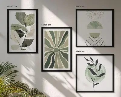 Növényi geometriai alakzatok keretezett poliptichon