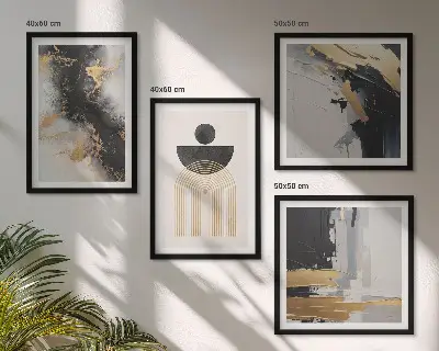 Absztrakt geometriai kompozíció keretezett poliptichon