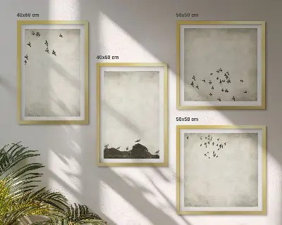Minimalista madárfestés dekorációs képkészlet nappaliba
