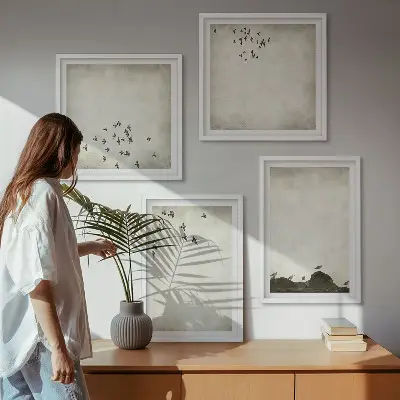 Minimalista madárfestés dekorációs képkészlet nappaliba